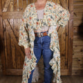 Desert Rodeo Floral Kimono | Western Ruffle Duster Cardigan