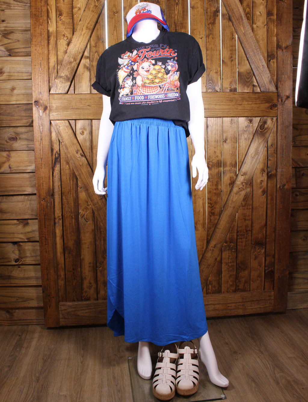 mocked Waist Side Slit Maxi Skirt with Pockets