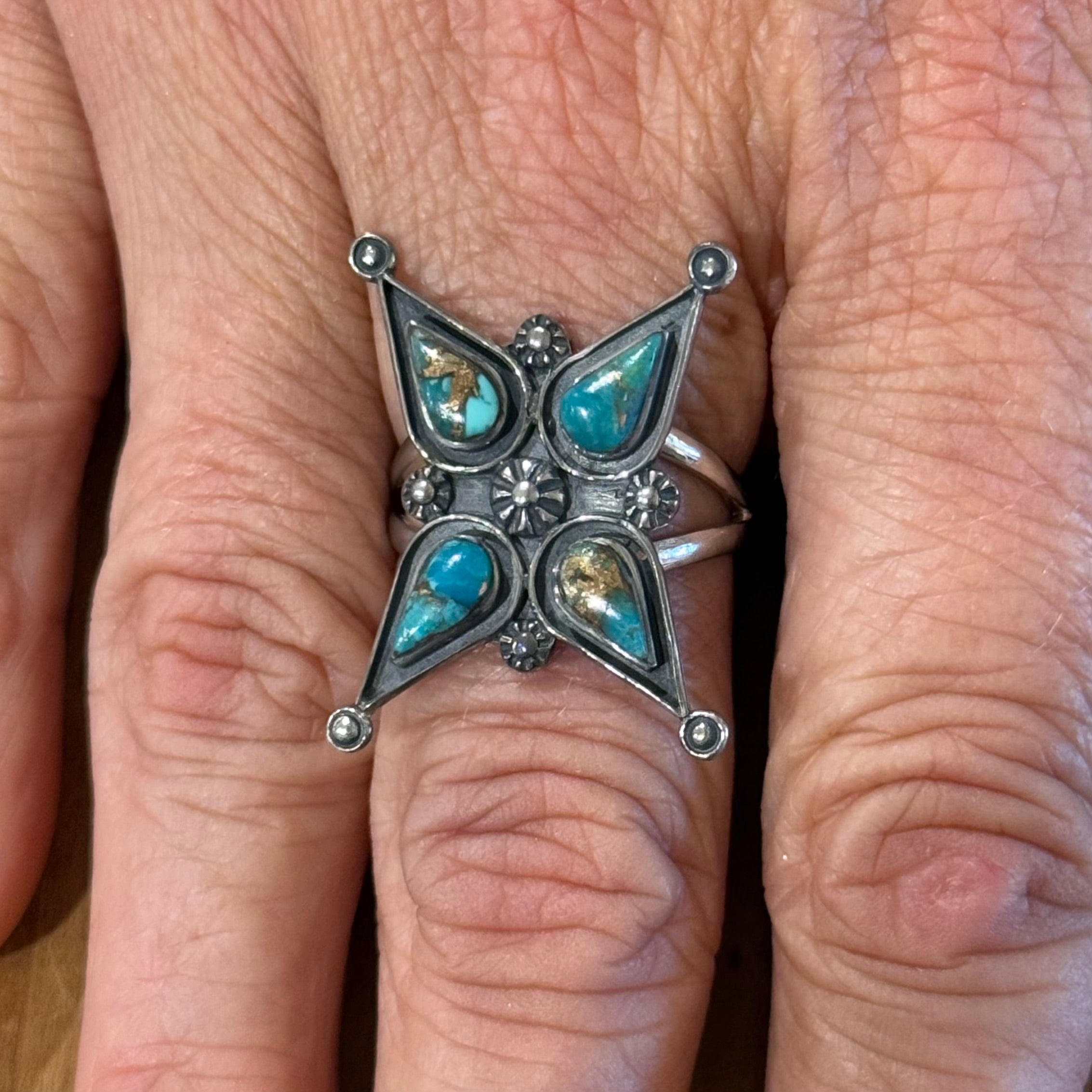 Sterling Silver Turquoise Starburst ring