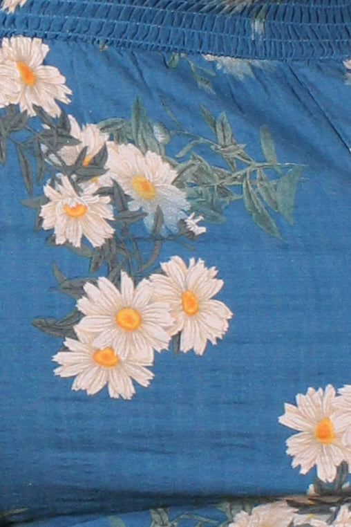 Teal Floral Smocked Jumpsuit