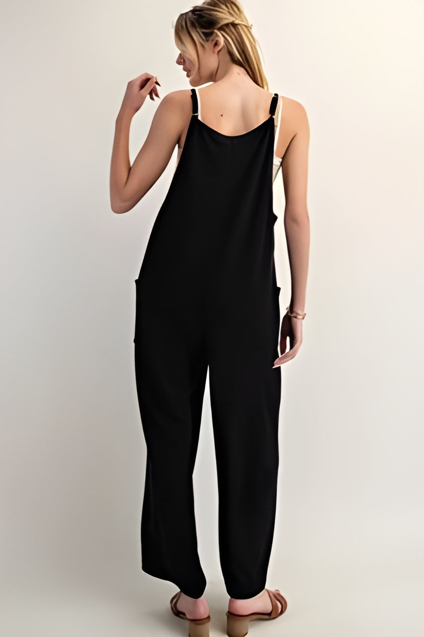 Button Down Sleeveless Jumpsuit