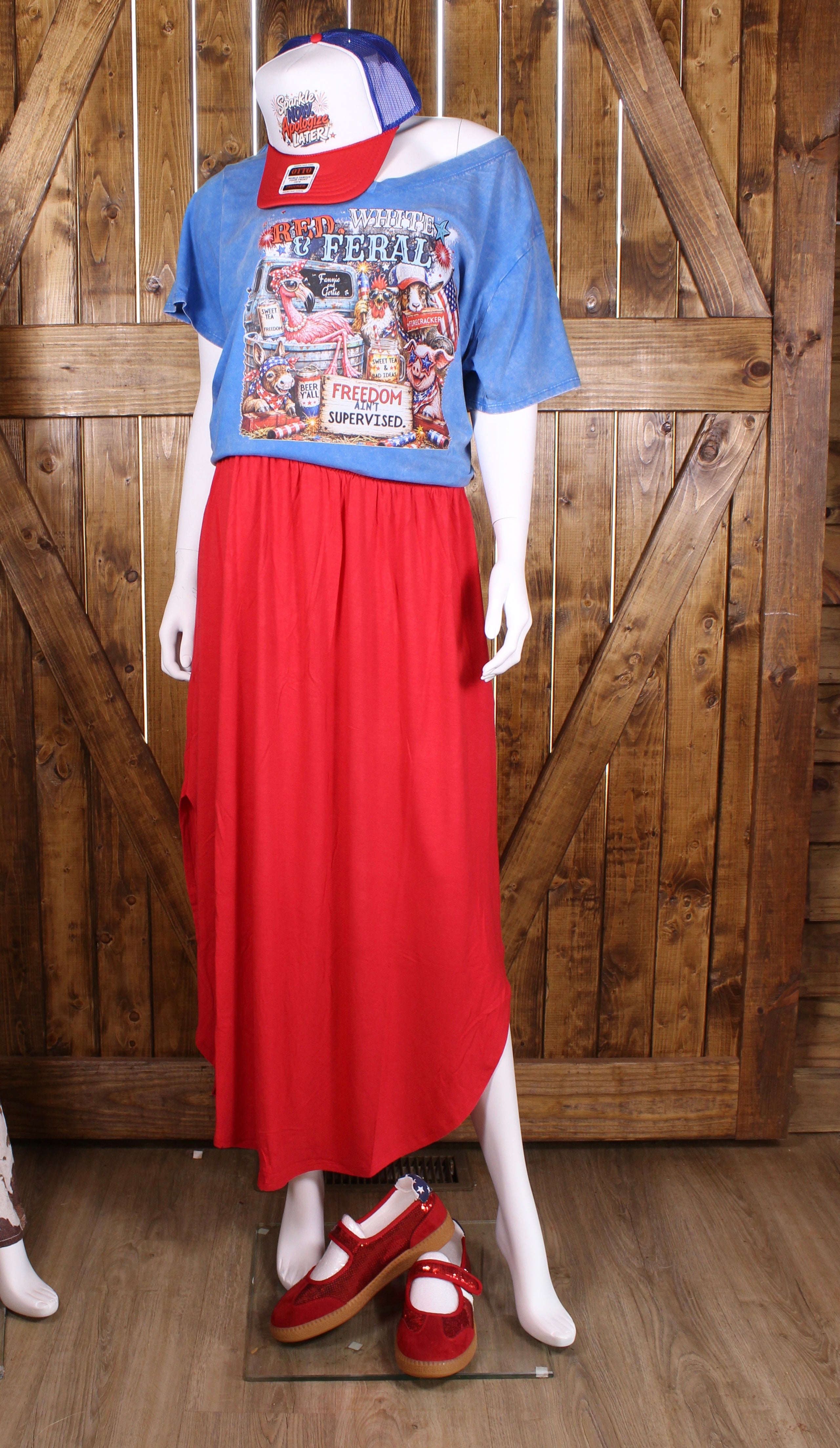 mocked Waist Side Slit Maxi Skirt with Pockets