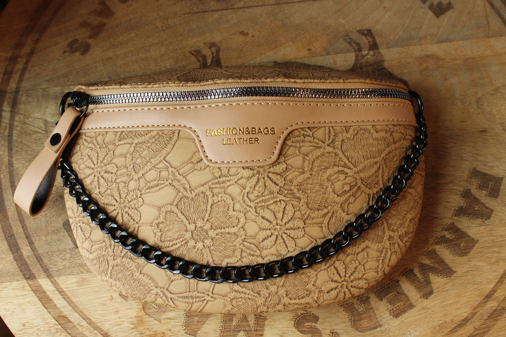 Brown Floral Patchwork Shoulder Bag