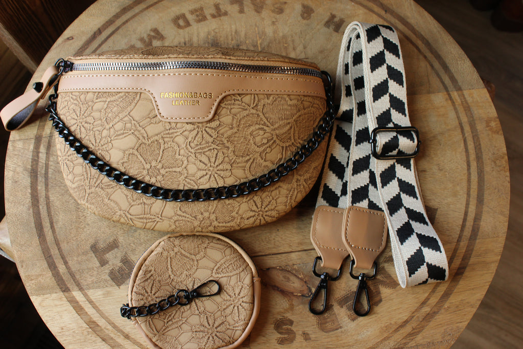 Brown Floral Patchwork Shoulder Bag