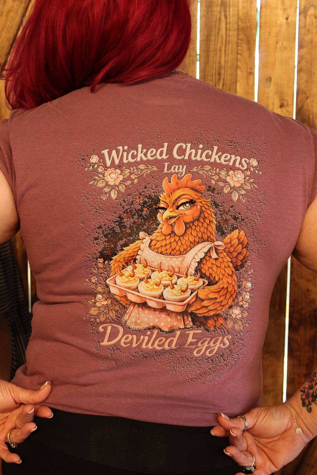 “Wicked Chickens Lay Deviled Eggs” Tee (Plum | Comfort Colors)