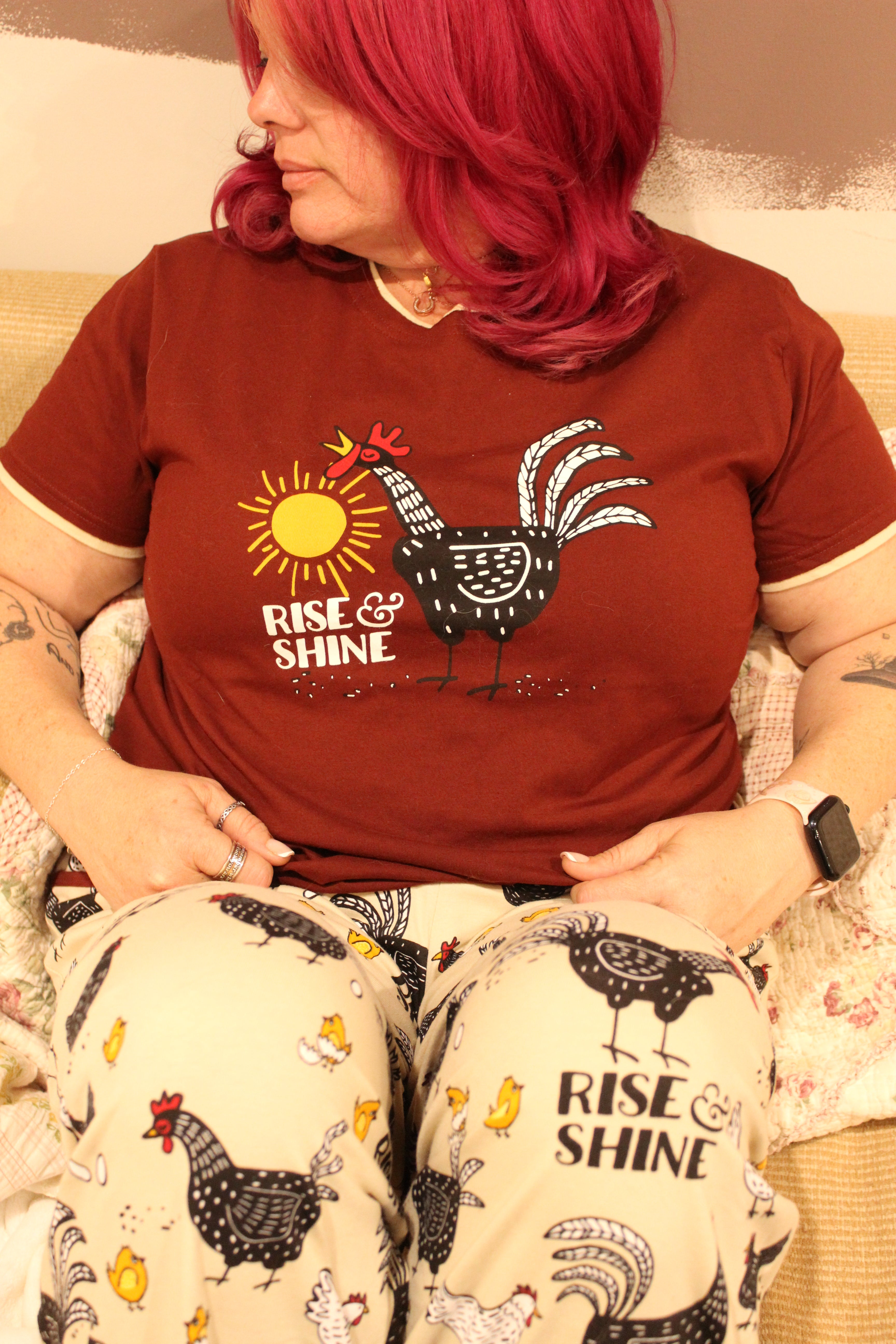 Chicken-Themed Cotton PJ Set – Cozy Farmhouse Comfort