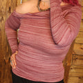 Wine Off-Shoulder Long Sleeve Top
