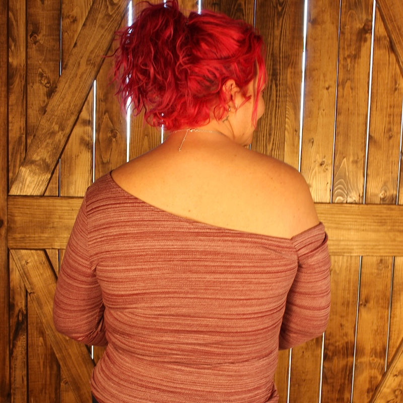 Wine Off-Shoulder Long Sleeve Top