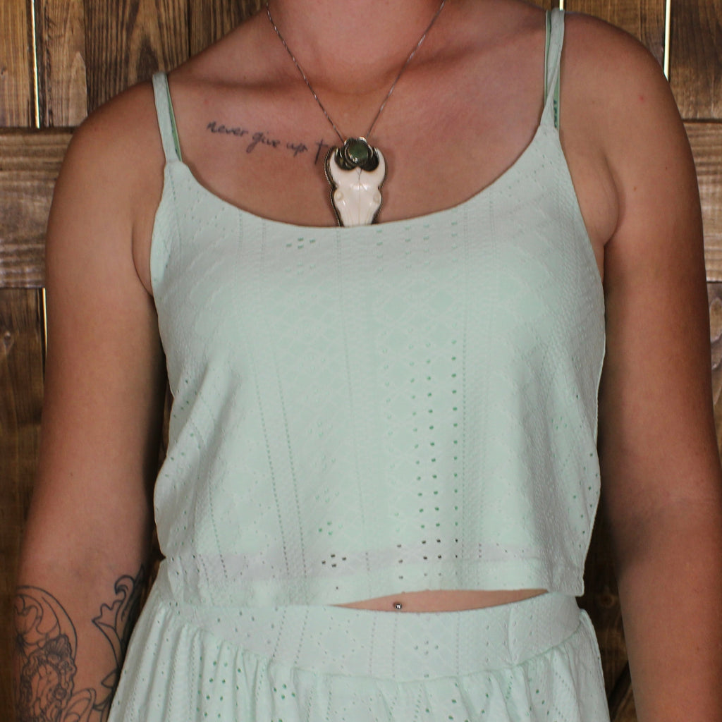 Mint Two Piece Maxi Skirt Set with Built-In Shorts