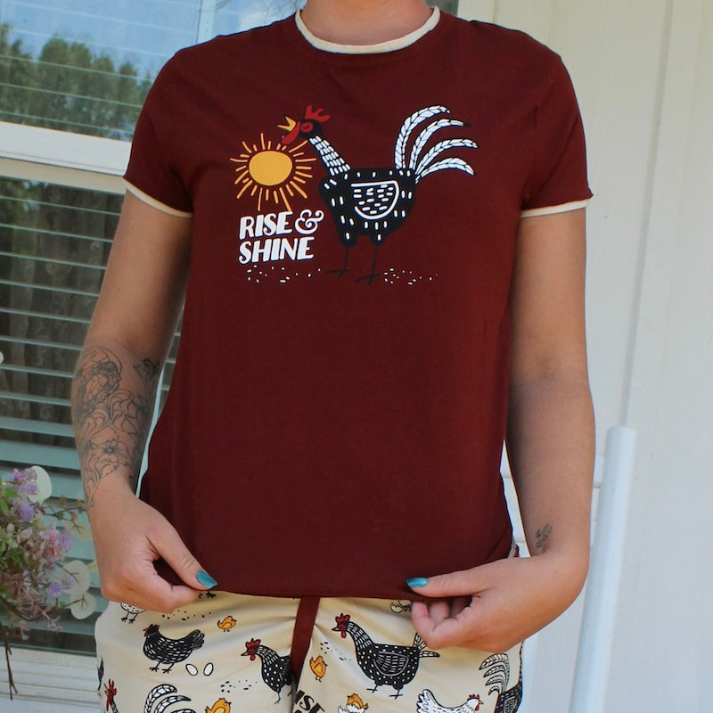 Chicken-Themed Cotton PJ Set – Cozy Farmhouse Comfort