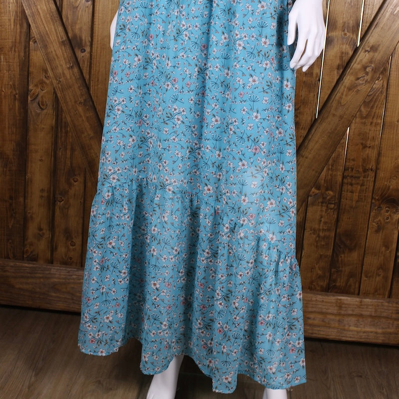 Blue floral maxi skirt