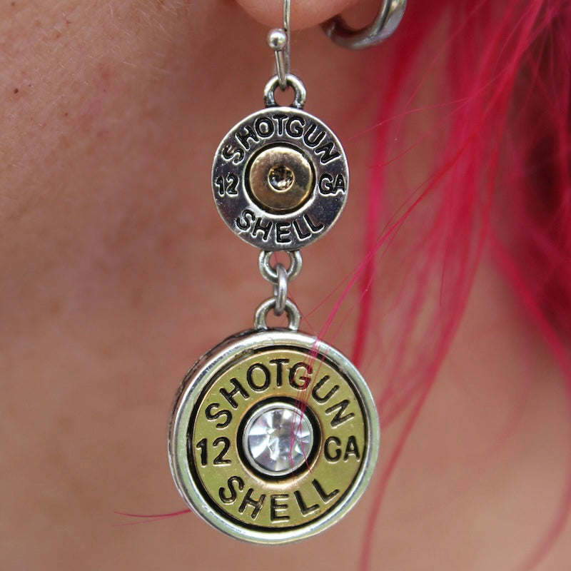 Rhinestone Shotgun Shell Dangle Earrings