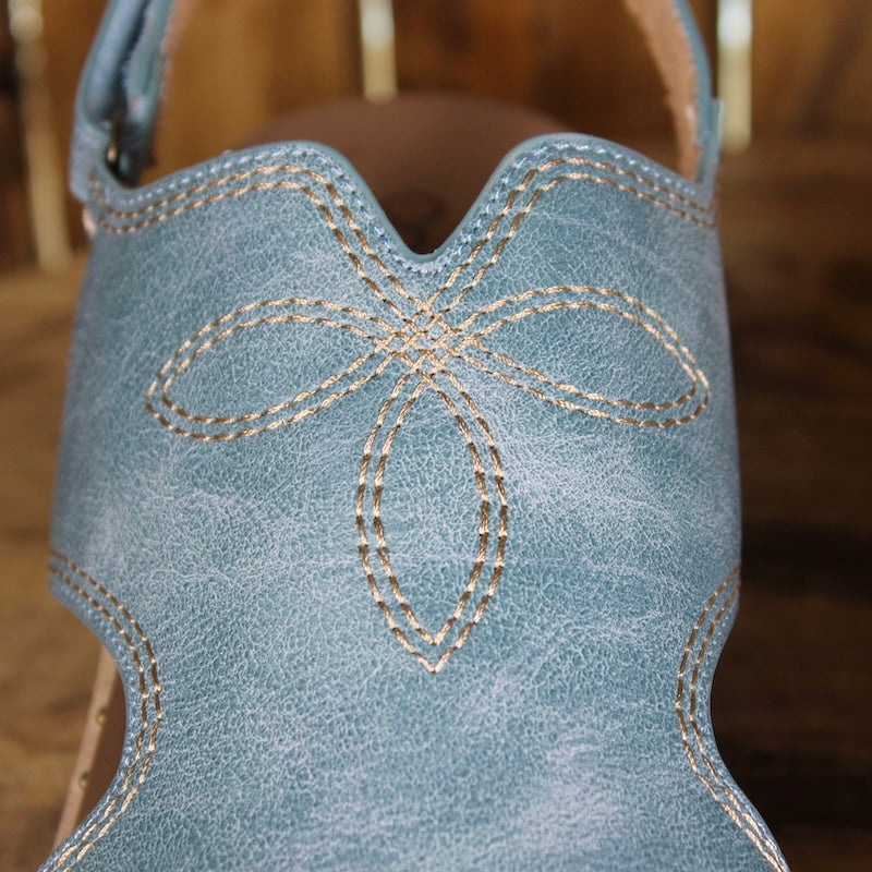 Corkys Darlin Turquoise Wedge Sandals – Western Comfort Platform, Velcro Ankle Strap