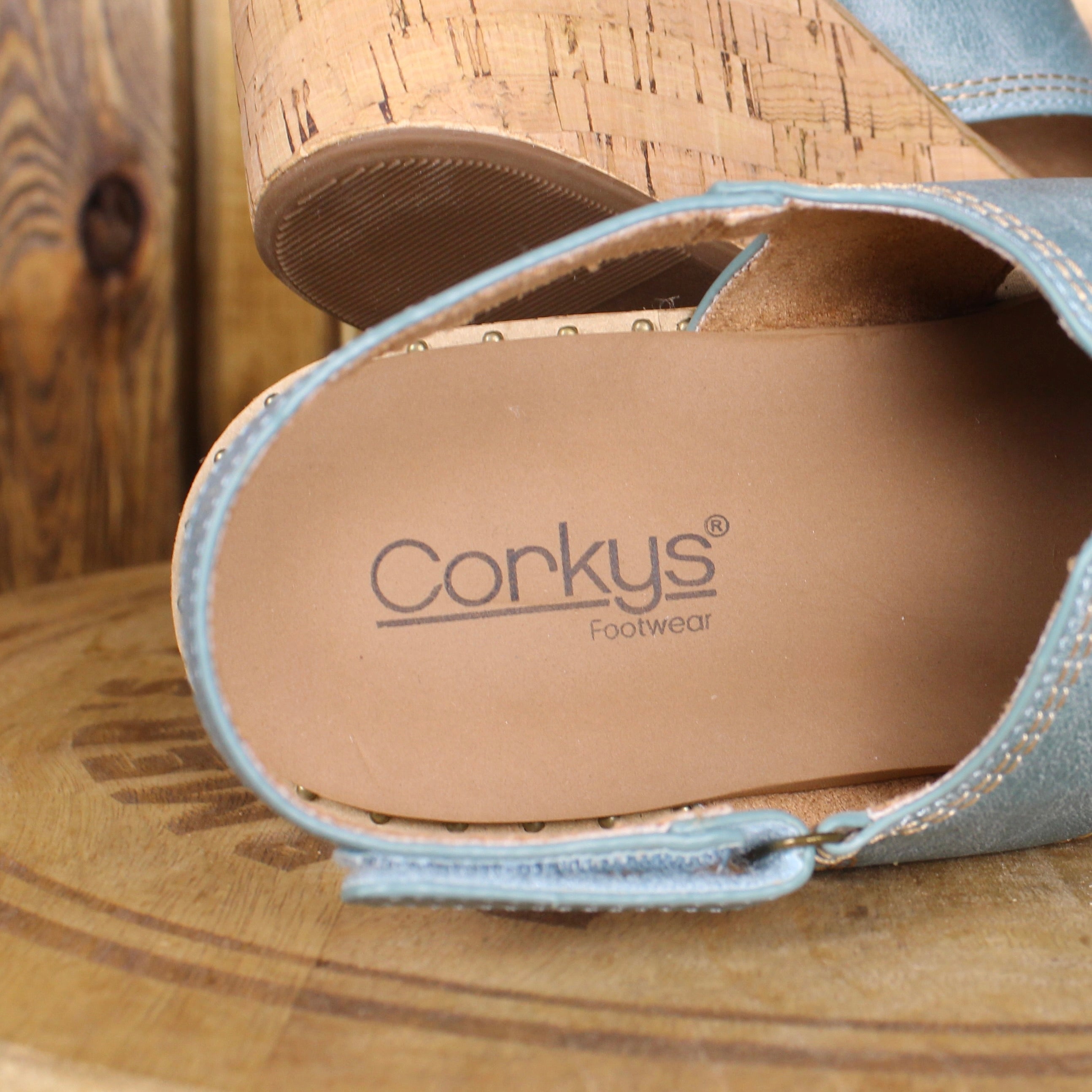 Corkys Darlin Turquoise Wedge Sandals – Western Comfort Platform, Velcro Ankle Strap