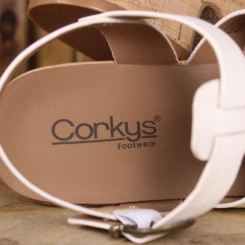 Corkys Fishin’ For A Compliment Platform Sandals – Caged Cork Heel, Adjustable Ankle Strap
