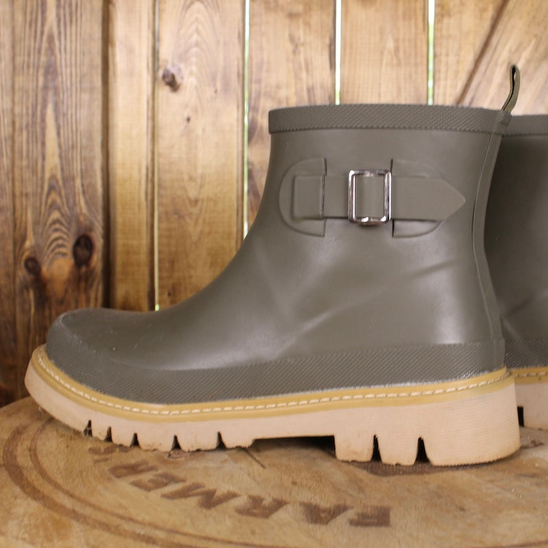 Corkys Waterproof Ankle Rain Boots – Slip Resistant Lug Sole, Adjustable Buckle, Comfort Fit