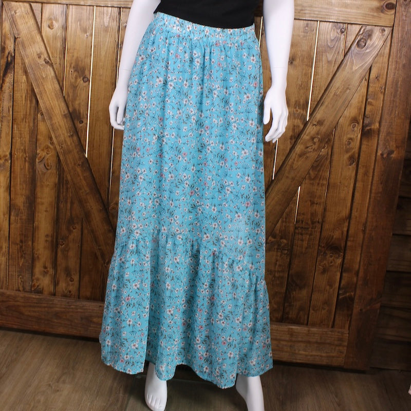 Blue floral maxi skirt