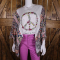 Floral Peace Batwing Top – Boho Oversized Statement Tee
