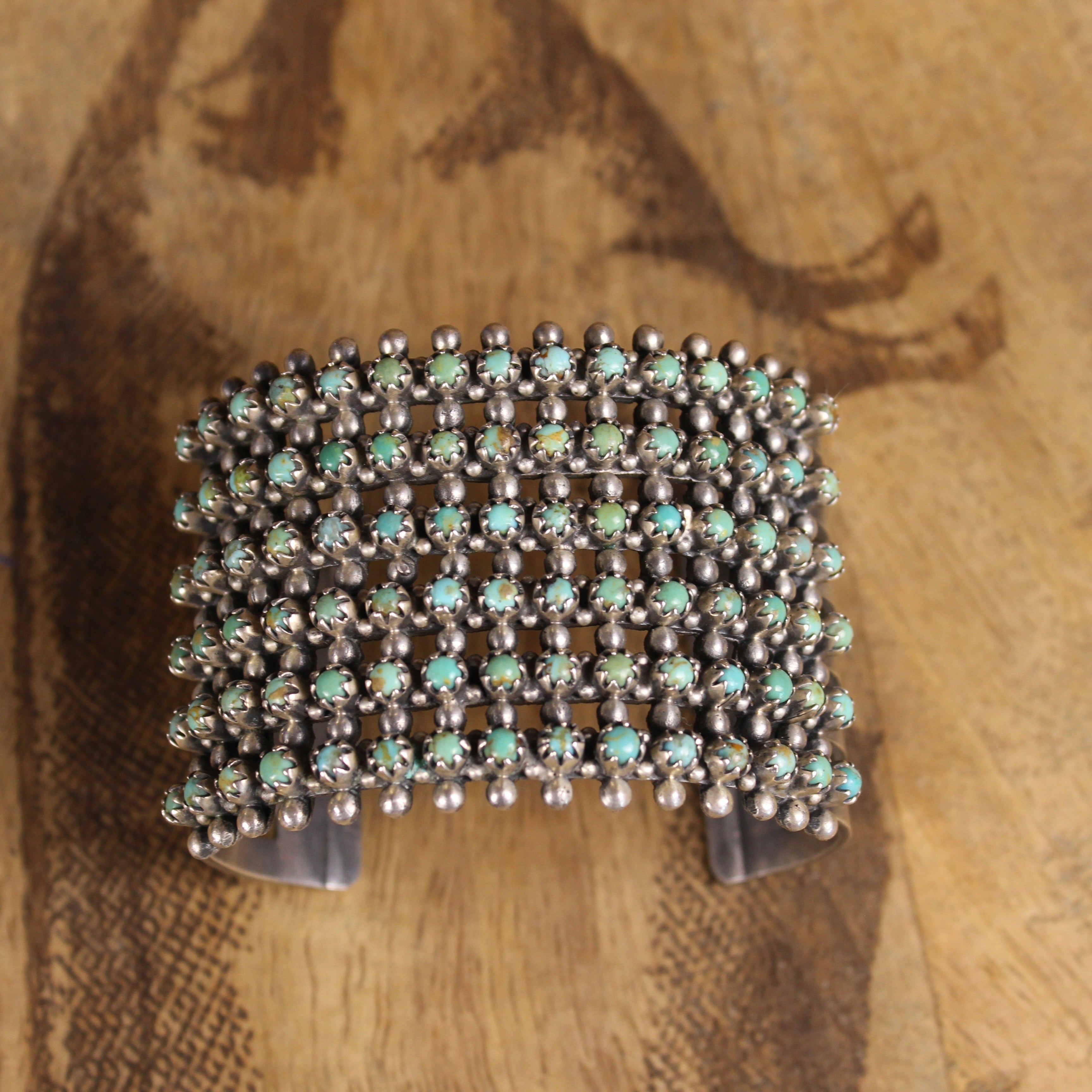 Vintage Zuni Snake Eye Turquoise Open Cuff Bracelet | GGT Sterling Silver | Southwestern Native American Jewelry