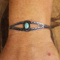Vintage Fred Harvey Era Navajo Sterling Silver Turquoise Cuff Bracelet