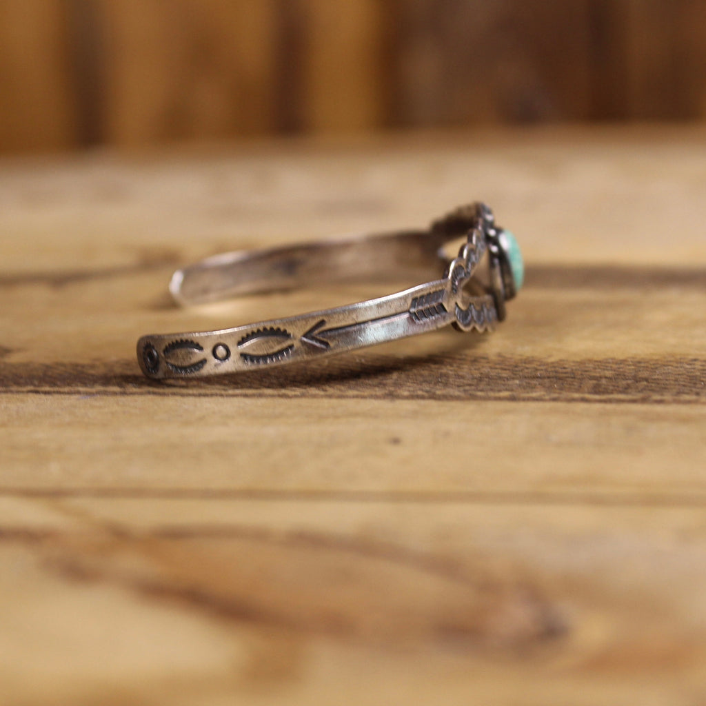 Vintage Fred Harvey Era Navajo Sterling Silver Turquoise Cuff Bracelet