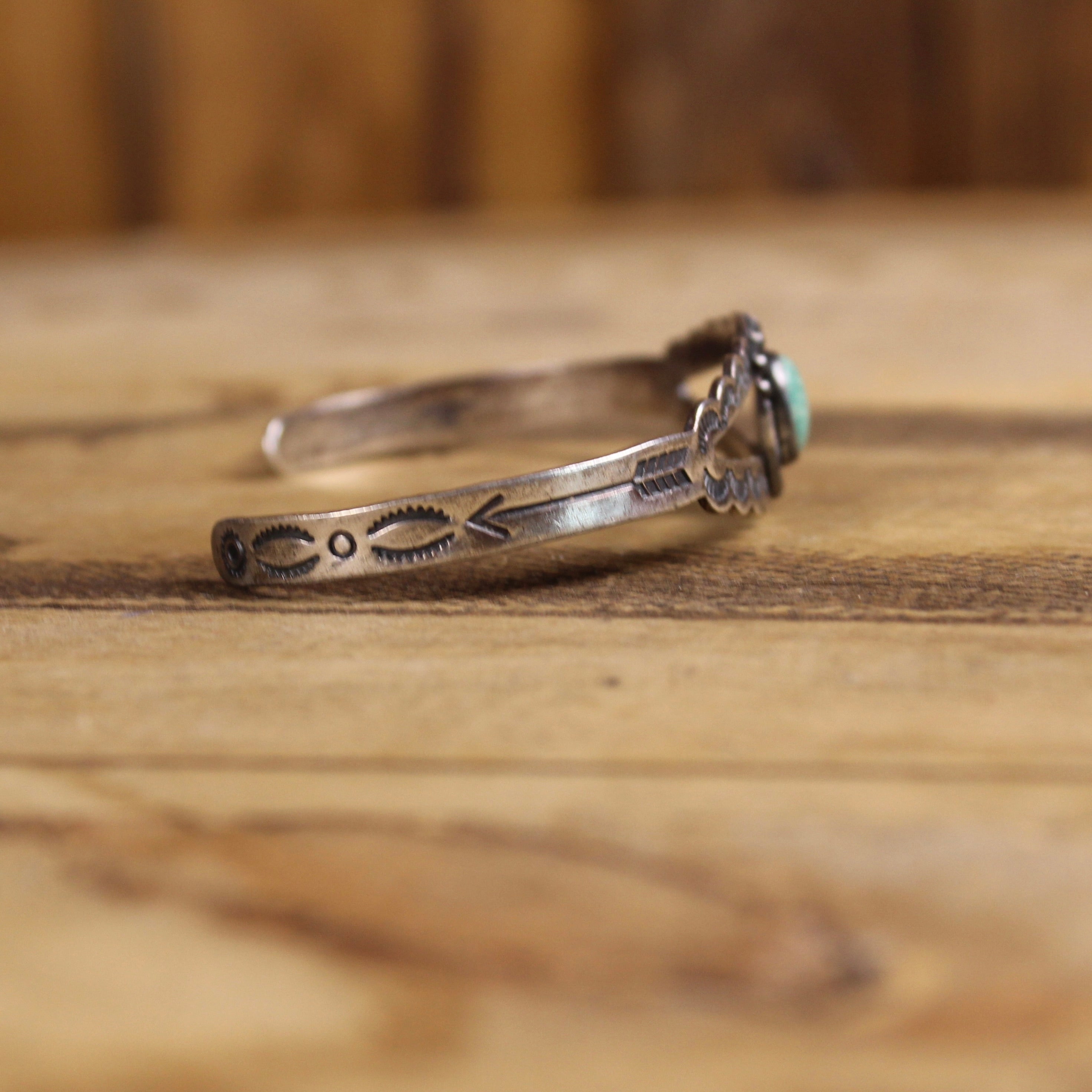 Vintage Fred Harvey Era Navajo Sterling Silver Turquoise Cuff Bracelet