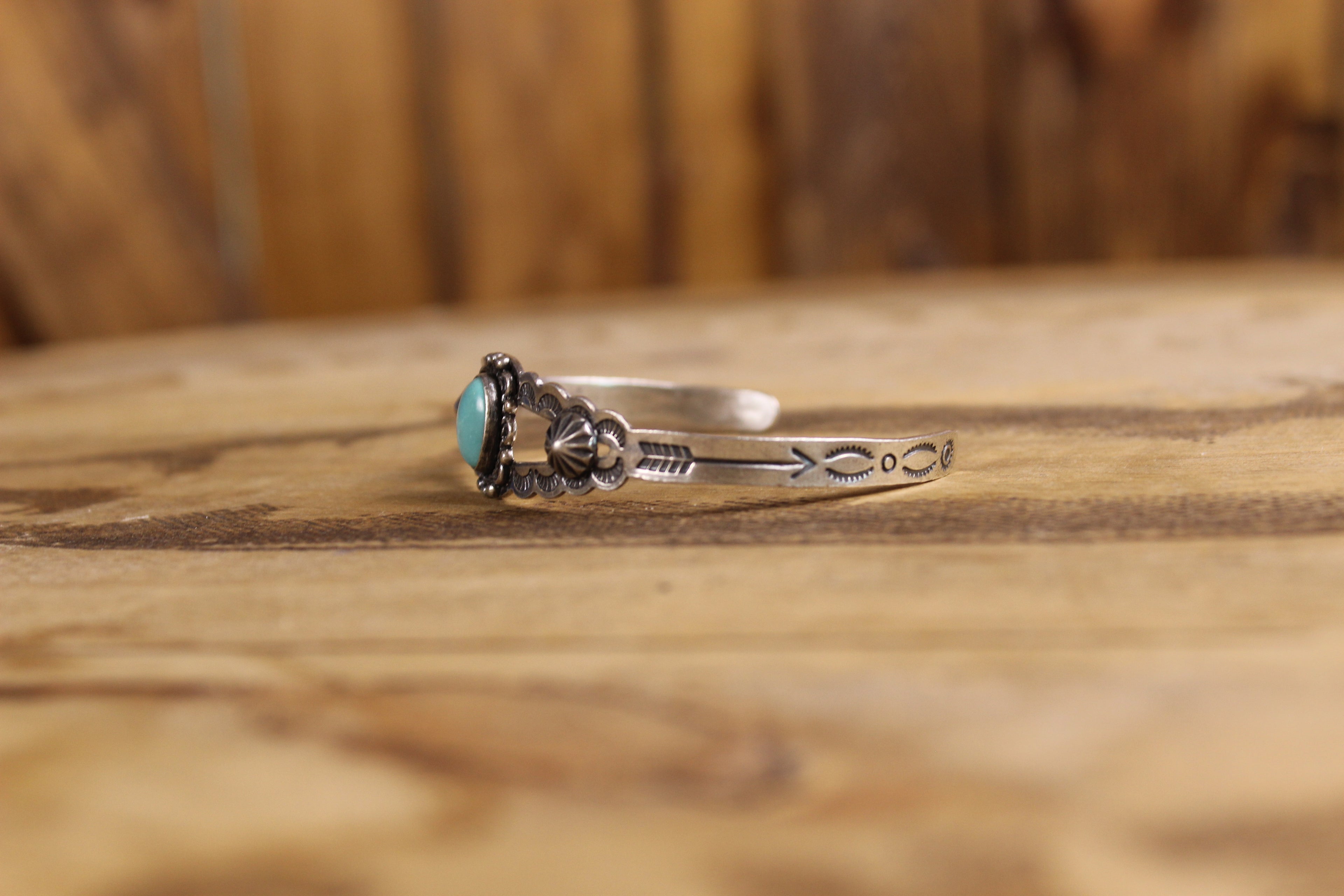 Vintage Fred Harvey Era Sterling Silver & Turquoise Open Cuff Bracelet | Hand-Stamped Southwestern Jewelry