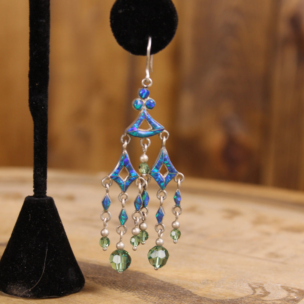 Vintage Sterling Silver Opal Chandelier Earrings | Thailand | Late 1990s–2000s