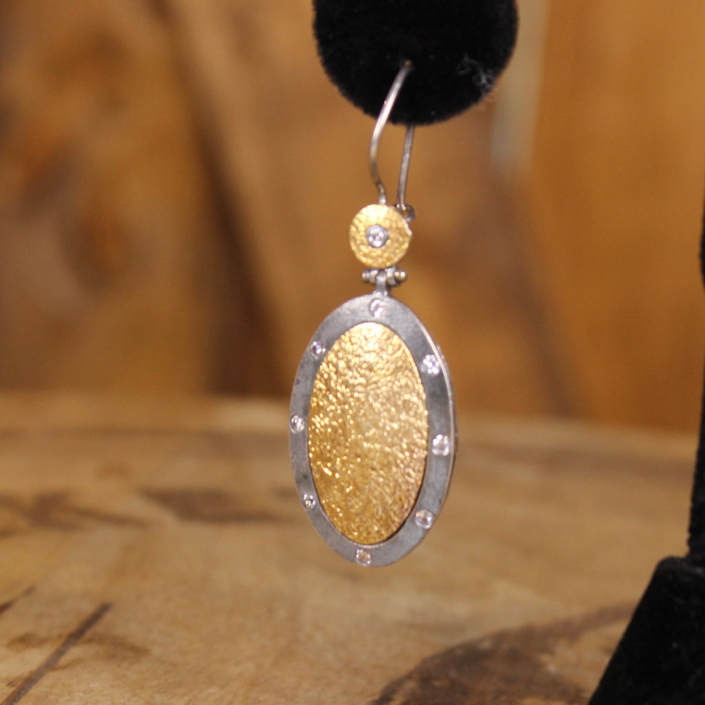 Artisan Sterling Silver Mixed Metal Crystal Earrings | 1990s–2010s