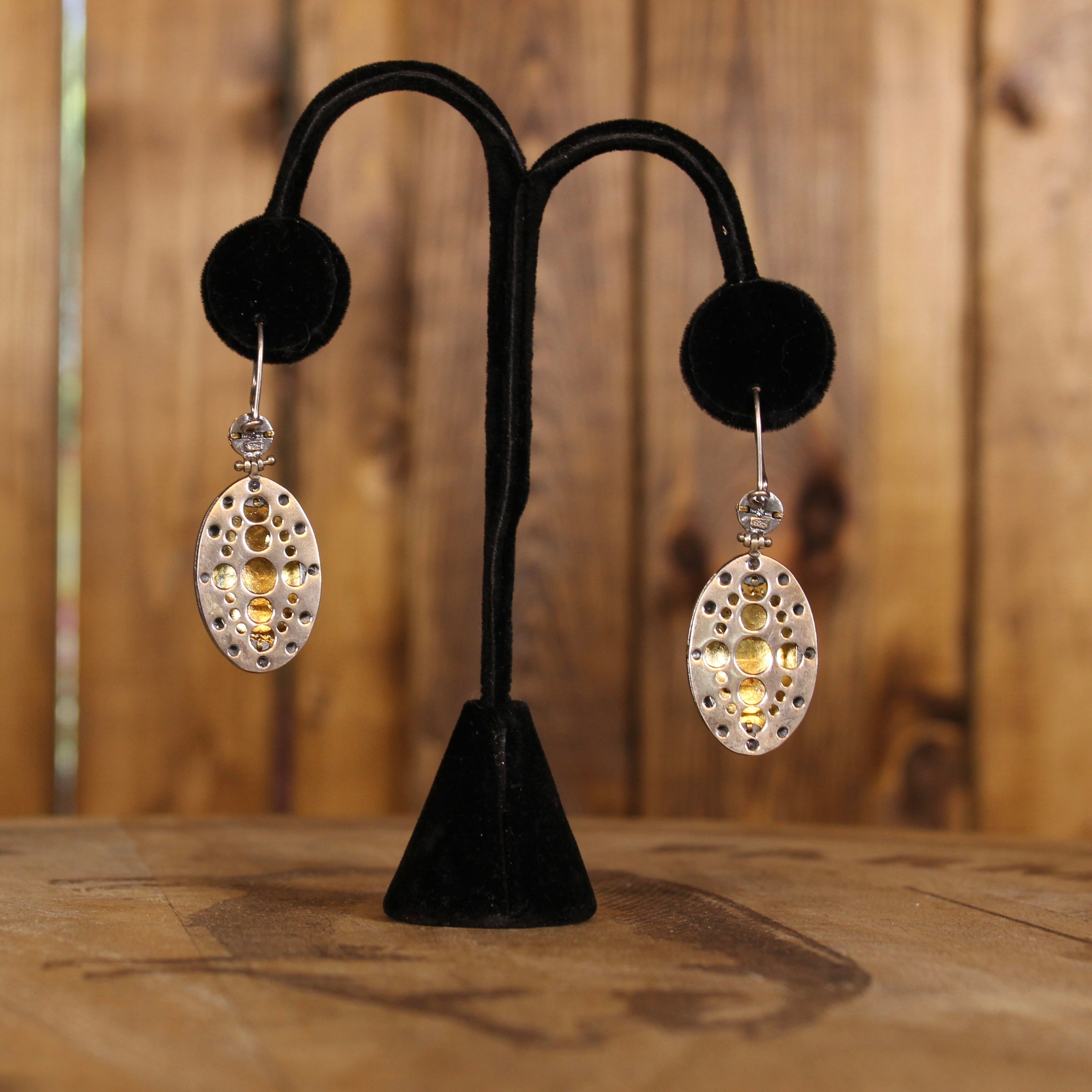 Artisan Sterling Silver Mixed Metal Crystal Earrings | 1990s–2010s