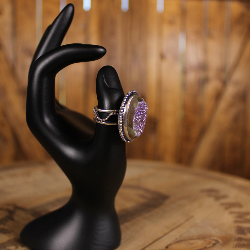 Sterling Silver Titanium Druzy Quartz Statement Ring