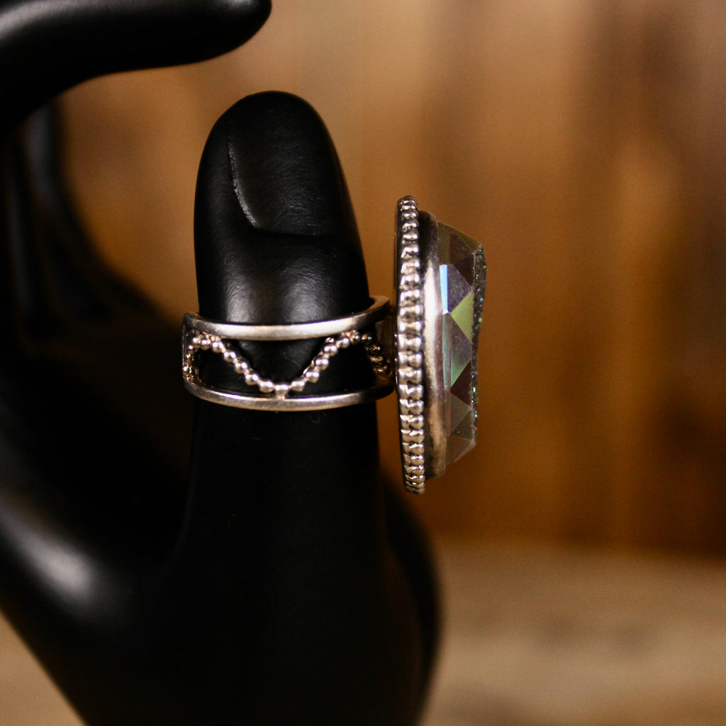 Sterling Silver Titanium Druzy Quartz Statement Ring