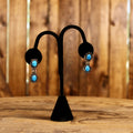 Vintage Sterling Silver Turquoise Double Drop Earrings | Handmade Southwestern Mexican Jewelry | 1970s–1990s