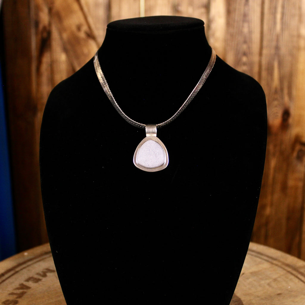 Sterling Silver White Druzy Pendant Necklace