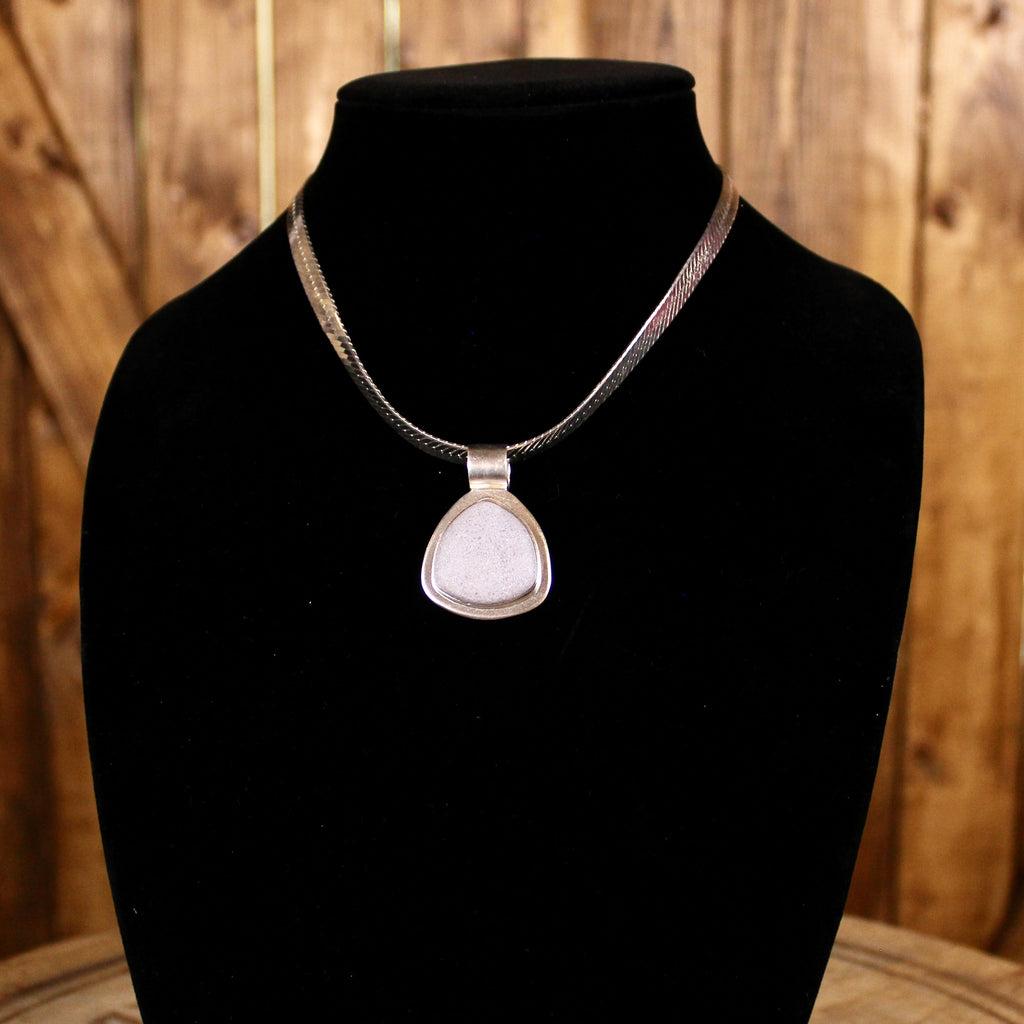 Sterling Silver White Druzy Pendant Necklace