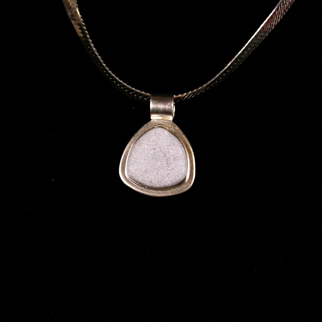 Sterling Silver White Druzy Pendant Necklace