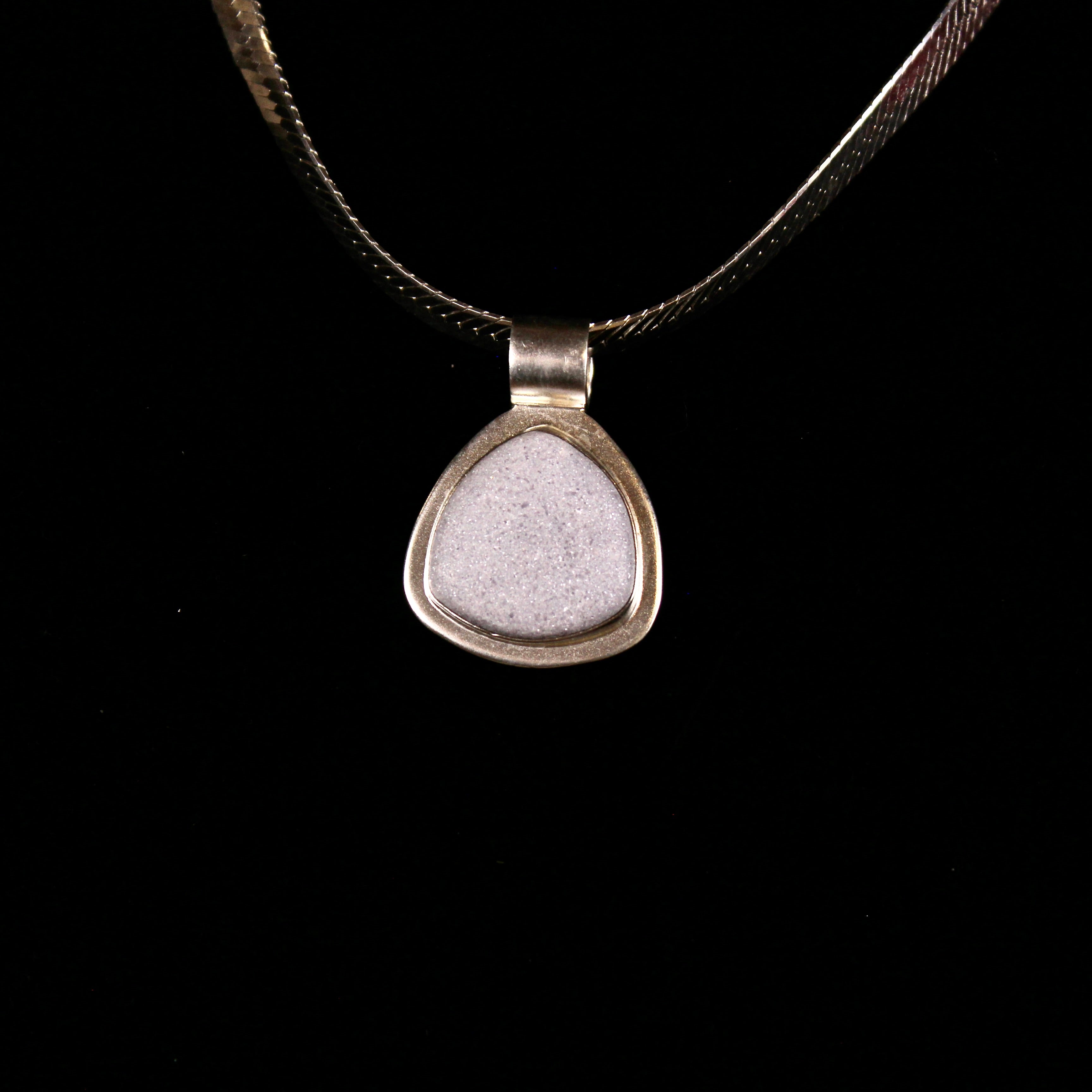 Sterling Silver White Druzy Pendant Necklace