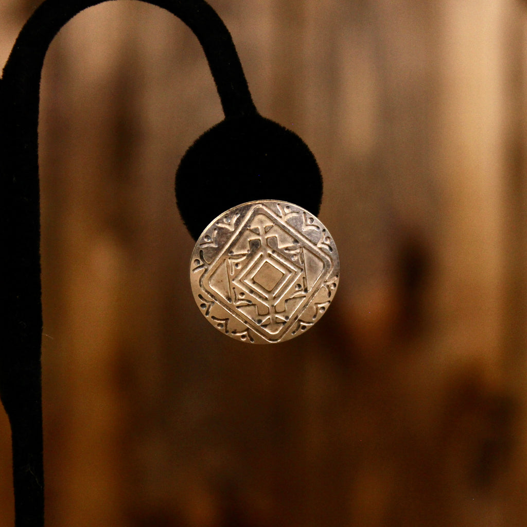 Handcrafted Sterling Silver Geometric Earrings | Artisan Diamond Motif | 1980s–1990s