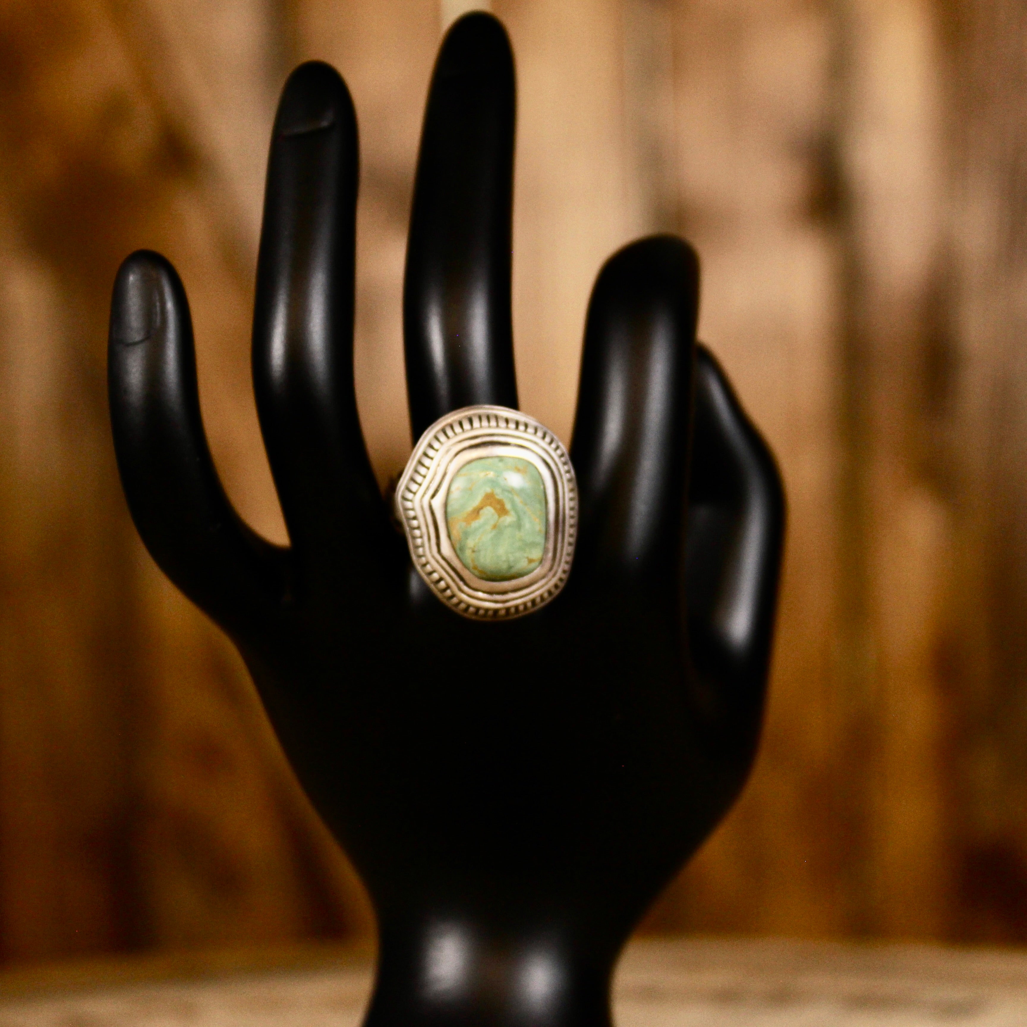 Vintage Darsan Thailand Green Turquoise Ring