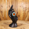 Vintage Mexican Amber & Turquoise Inlay Ring | Handmade Silver Statement Ring | Southwestern Style | 1970s–1990s