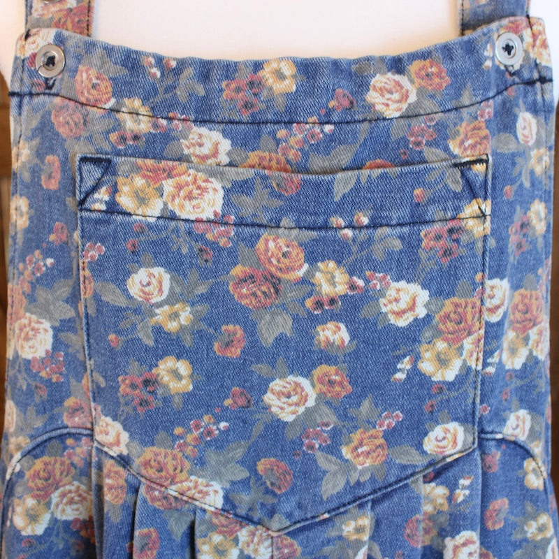 Blue Floral Rose Wide Leg Overalls