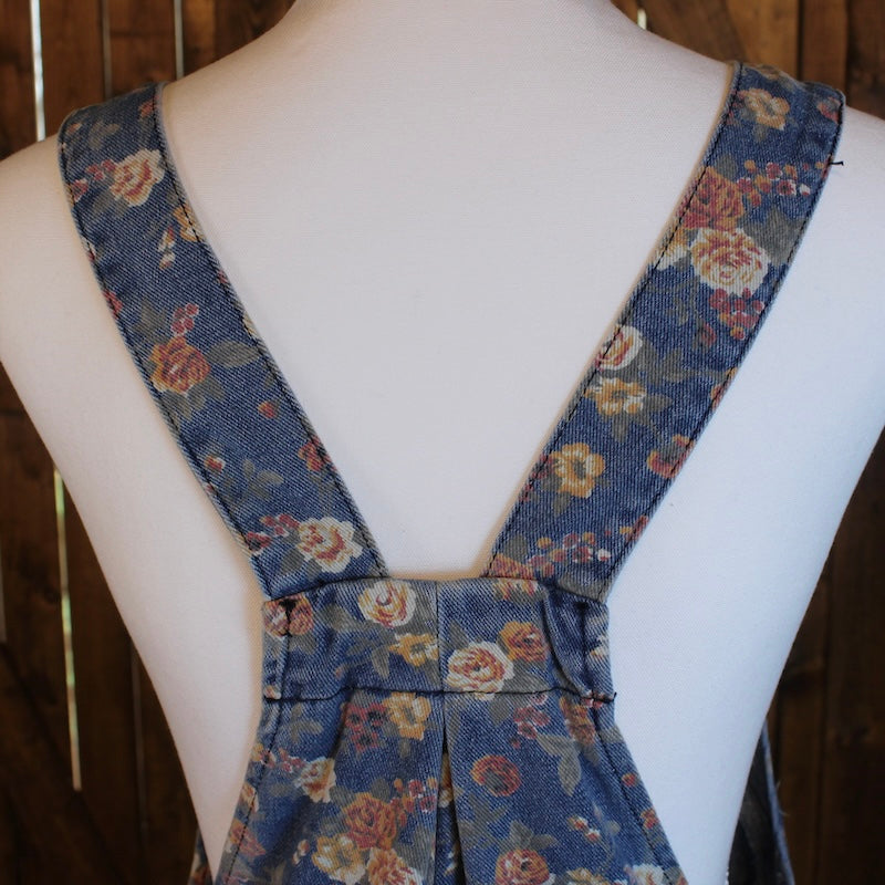 Blue Floral Rose Wide Leg Overalls