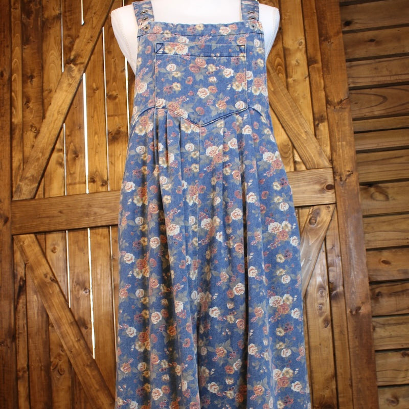 Blue Floral Rose Wide Leg Overalls