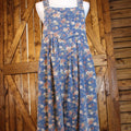 Blue Floral Rose Wide Leg Overalls