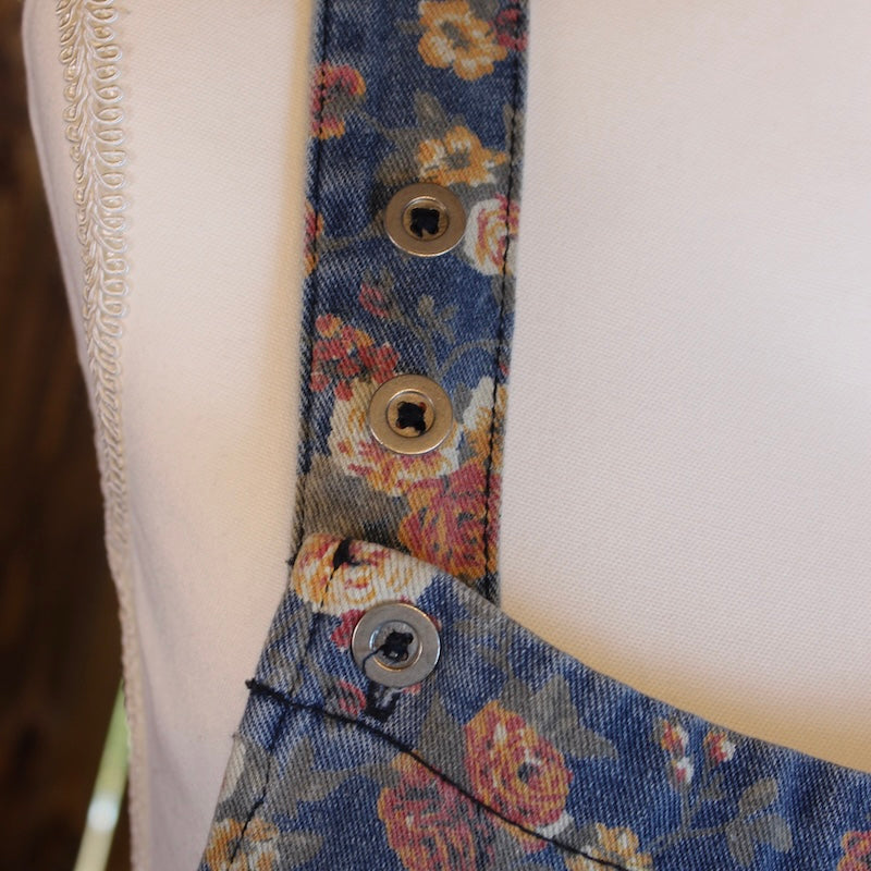 Blue Floral Rose Wide Leg Overalls