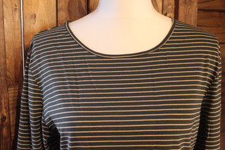 Olive Stripe Ruffle Sleve Blouse