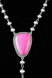 Pink Stone Lariat Necklace