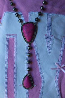 Pink Stone Lariat Necklace