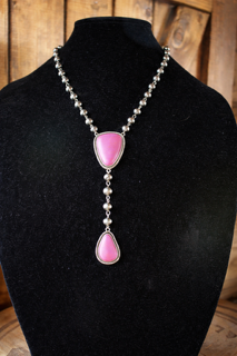 Pink Stone Lariat Necklace
