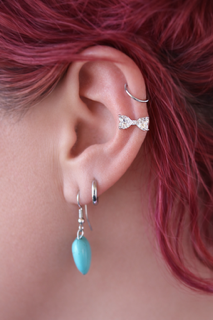 Silver Spark Bow Stud Earrings